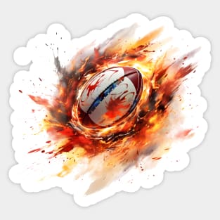 Flamming Rugby Ball Sticker